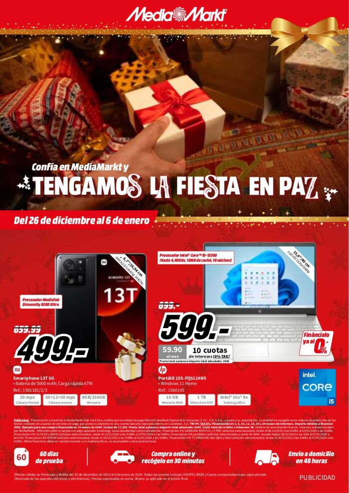 Tengamos la fiesta en paz MediaMarkt. Página de portada