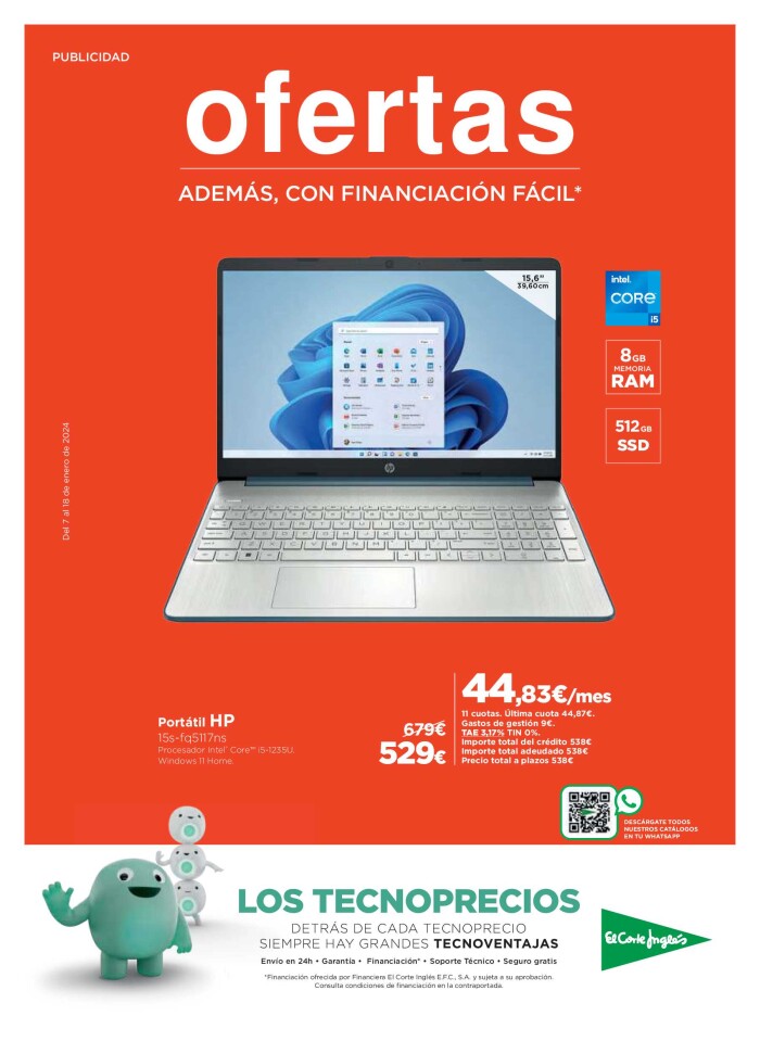 Tecnoprecios El Corte Inglés. Página de portada