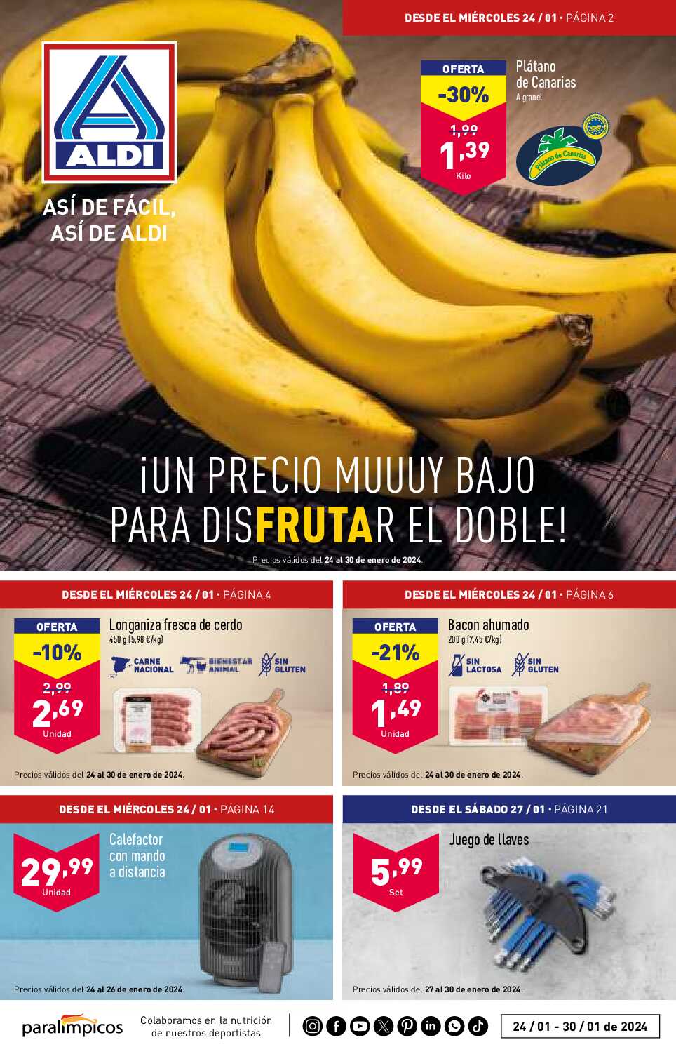 Folleto semanal Aldi. Página 01