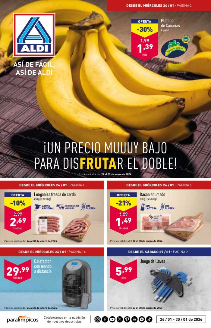 Folleto semanal Aldi. Página de portada