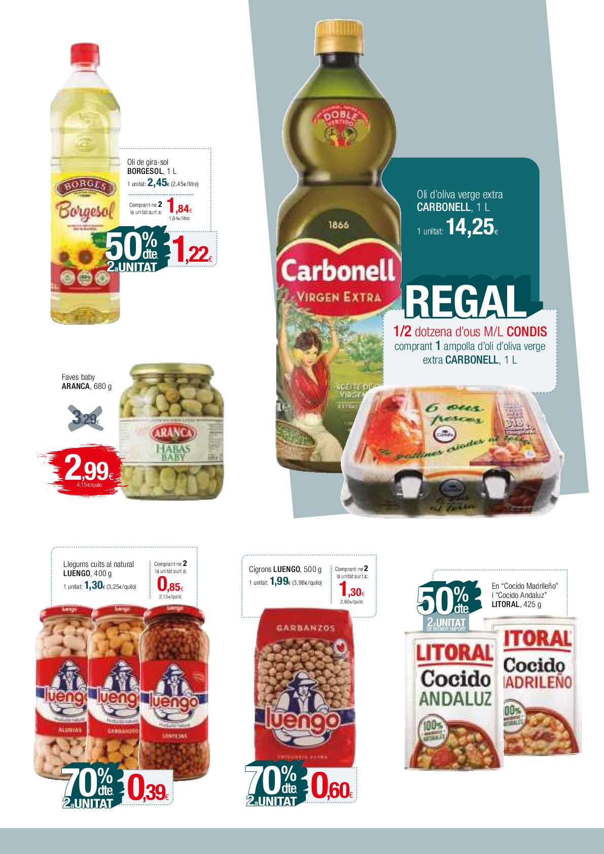 50% de descuento 2ª unidad Condis. Página 15
