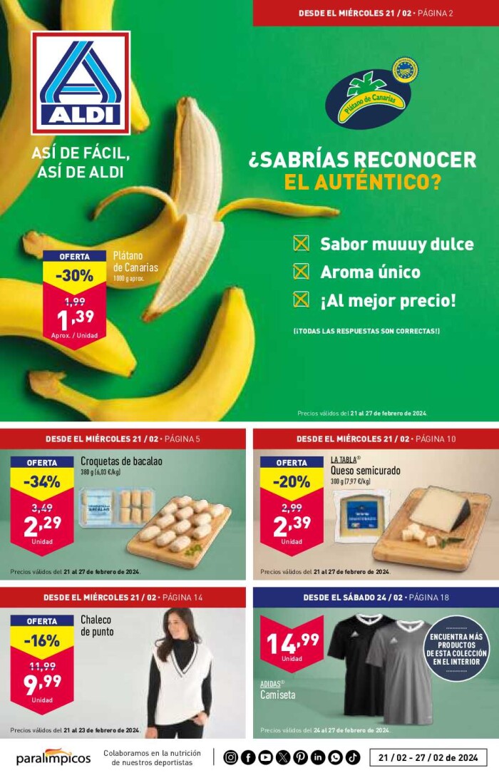 Folleto semanal Aldi. Página de portada
