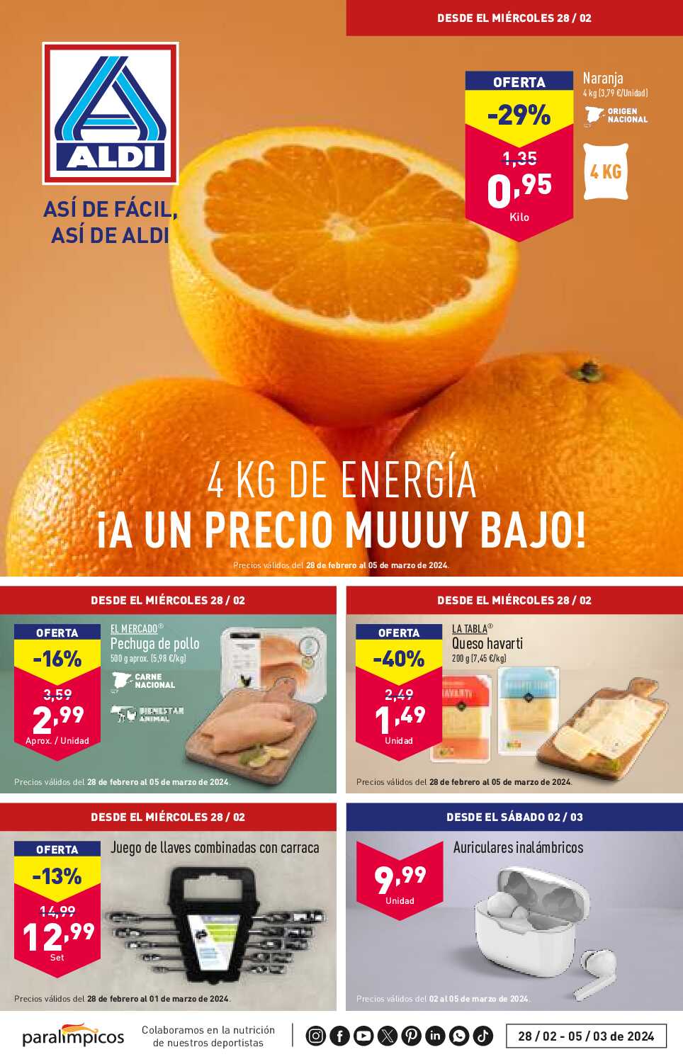 Folleto semanal Aldi. Página 01