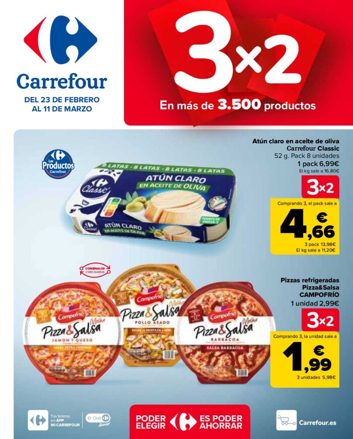 3x2 en más de 3500 productos Carrefour. Página de portada