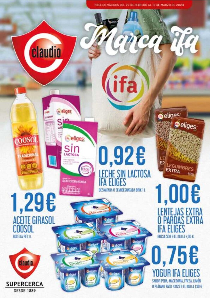 Folleto quincenal Supermercado Claudio. Página de portada