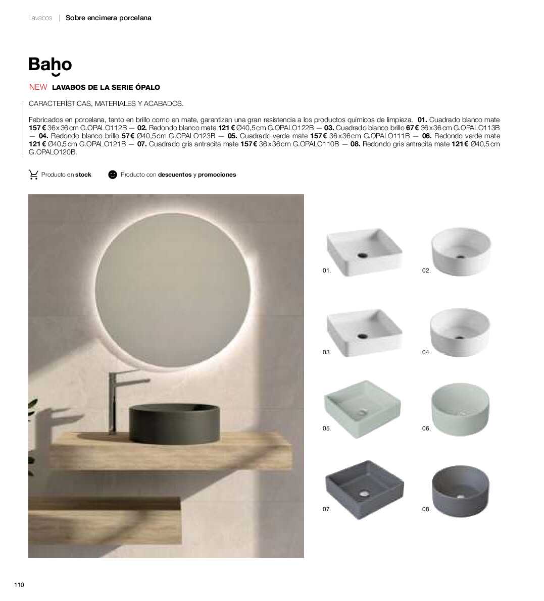 Catálogo de baños Gamma. Página 109