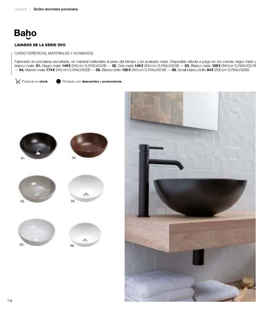 Catálogo de baños Gamma. Página 111