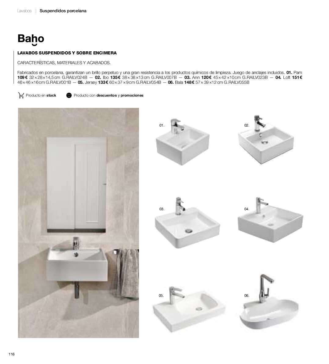 Catálogo de baños Gamma. Página 115