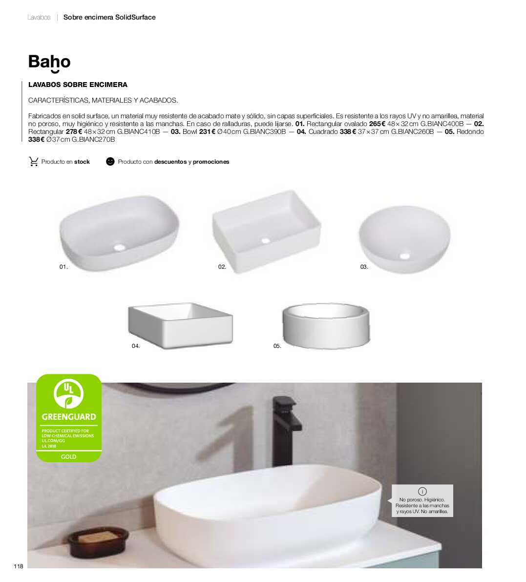 Catálogo de baños Gamma. Página 117