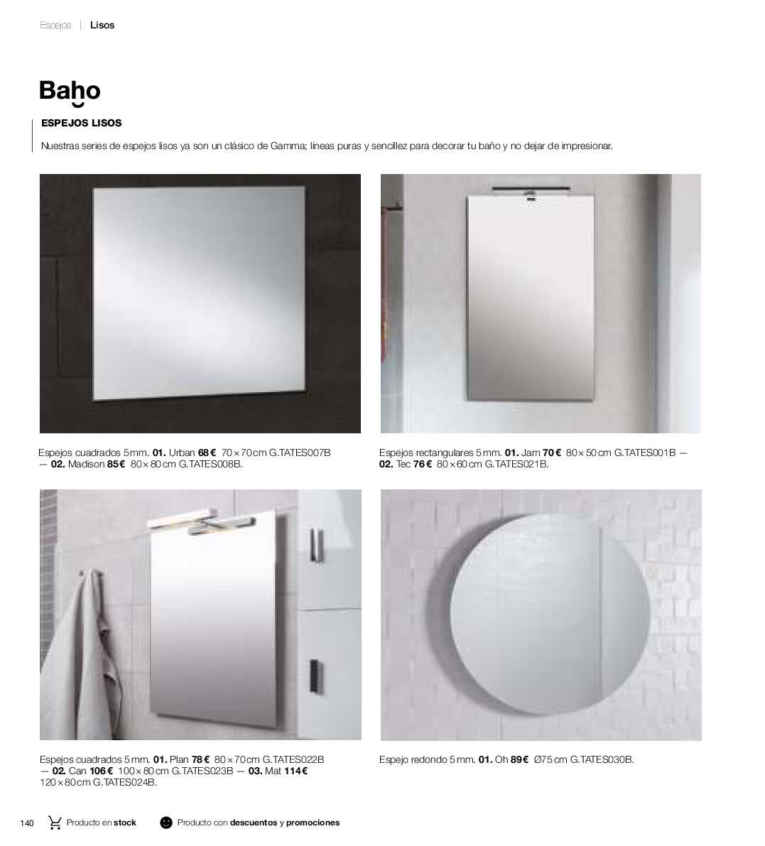 Catálogo de baños Gamma. Página 139