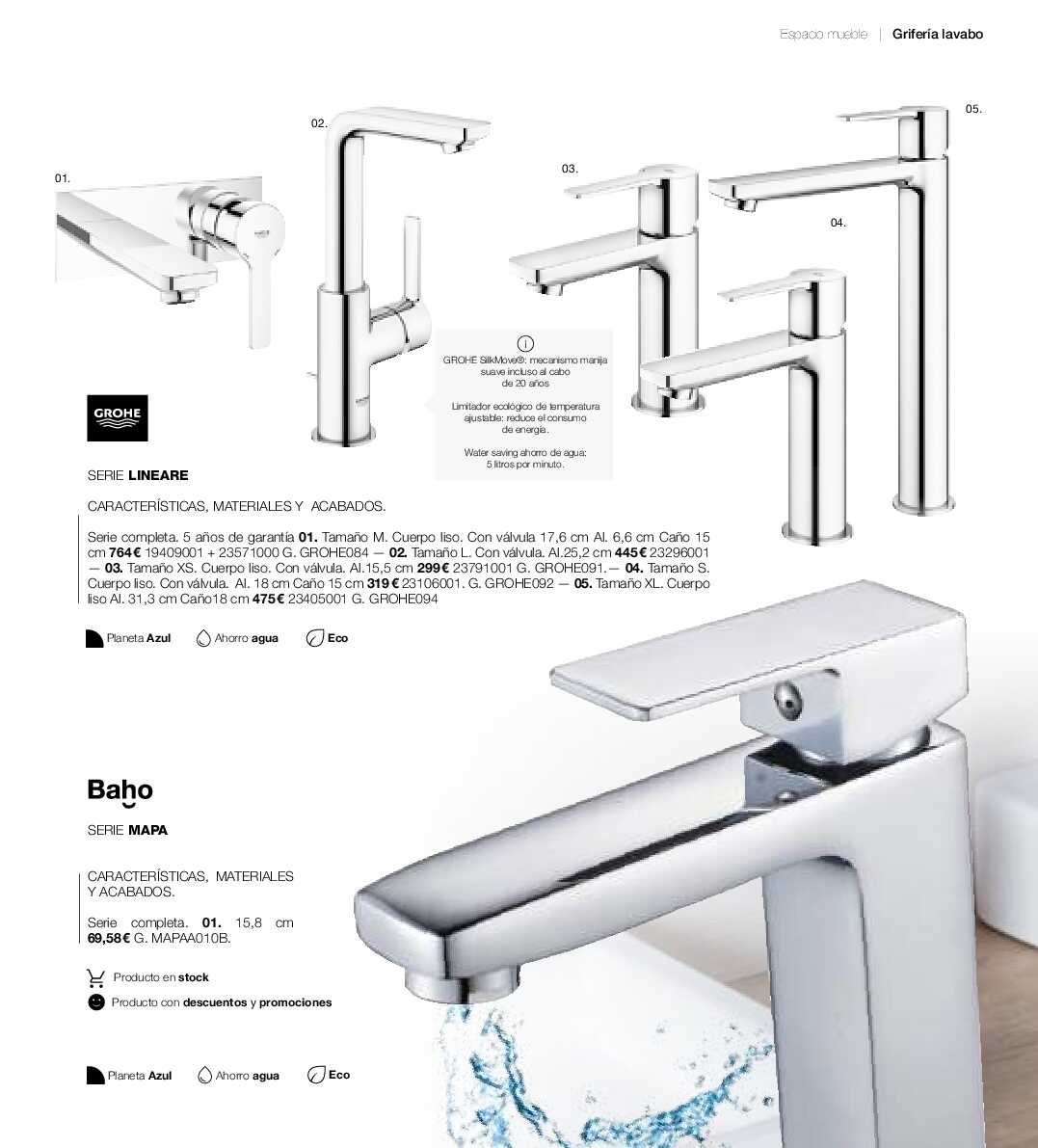 Catálogo de baños Gamma. Página 164