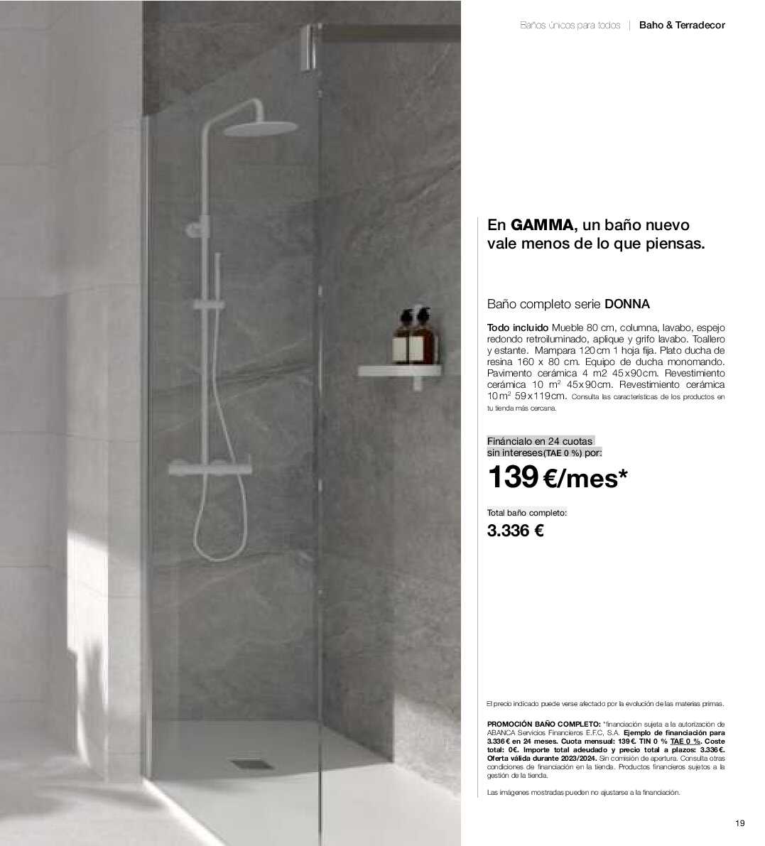 Catálogo de baños Gamma. Página 18