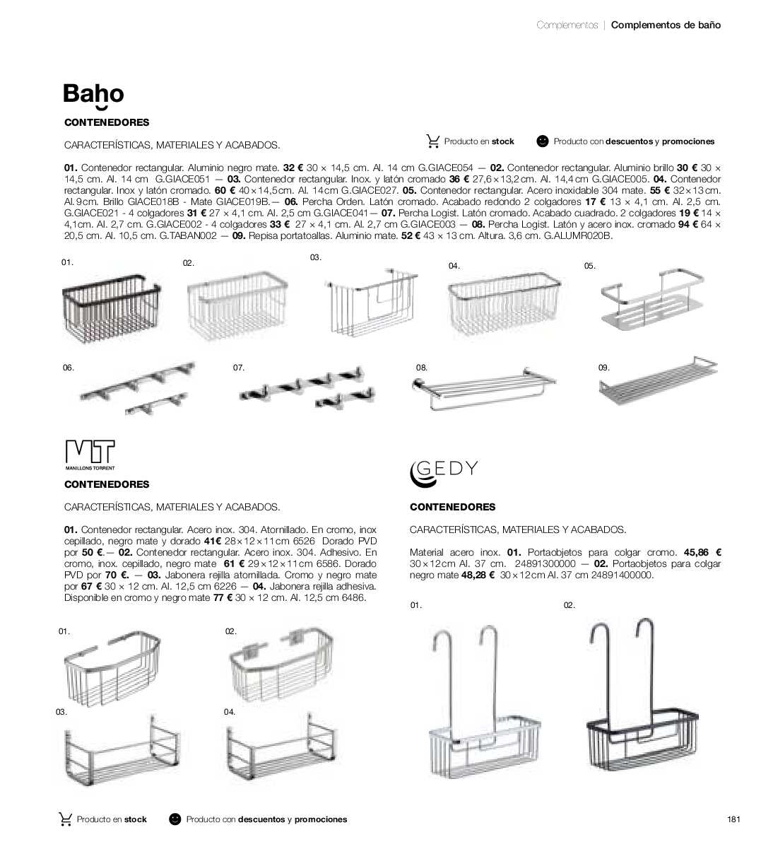 Catálogo de baños Gamma. Página 180
