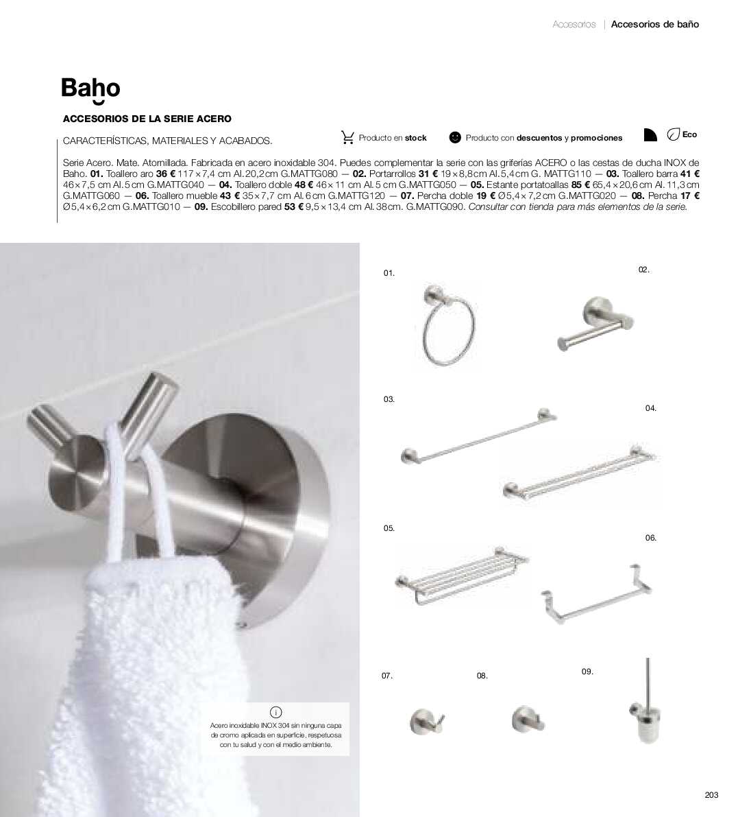 Catálogo de baños Gamma. Página 202