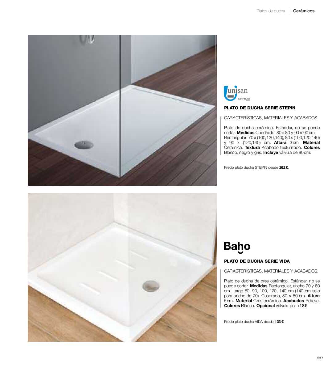 Catálogo de baños Gamma. Página 236