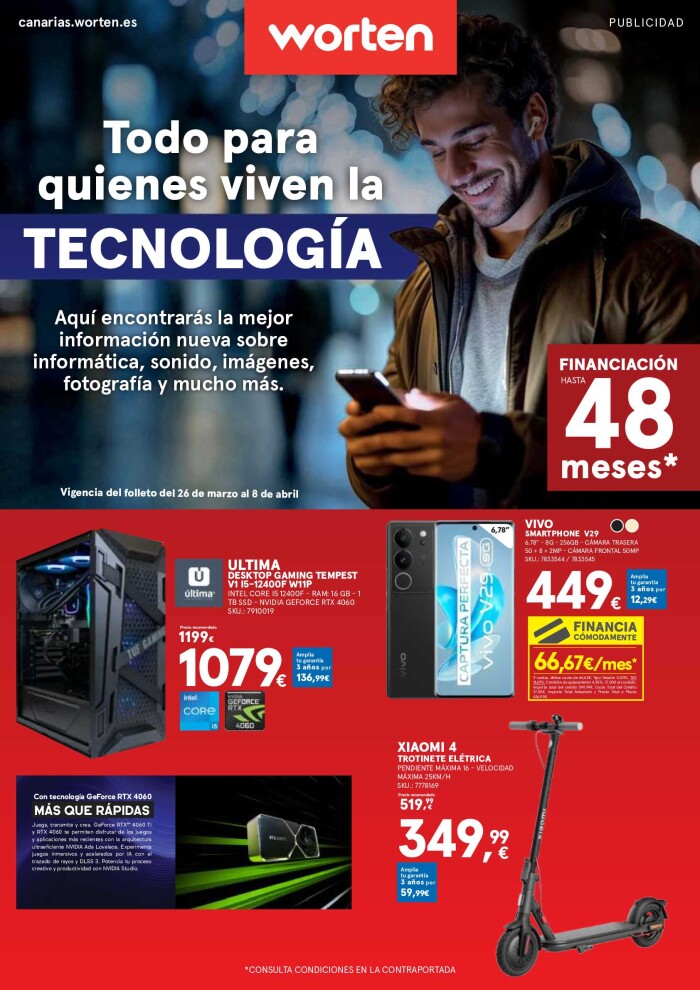 Folleto quincenal Worten. Página de portada