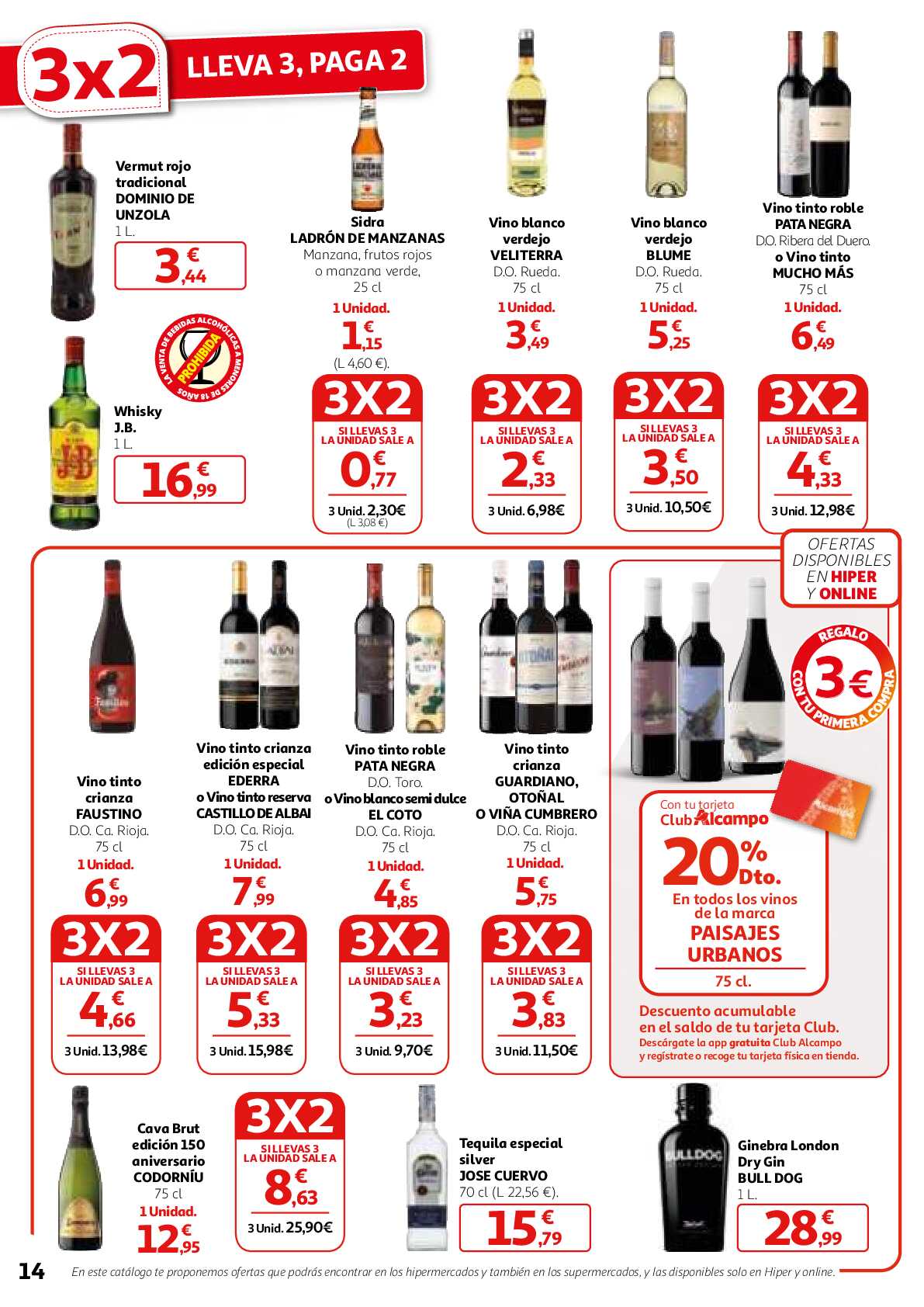 3x2 en una gran selección de productos Alcampo. Página 14