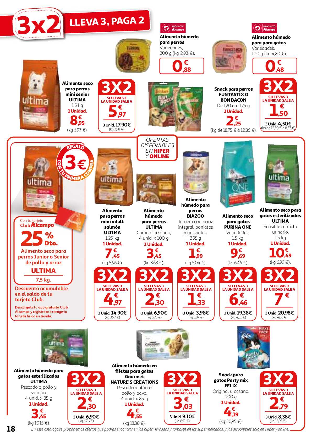 3x2 en una gran selección de productos Alcampo. Página 18