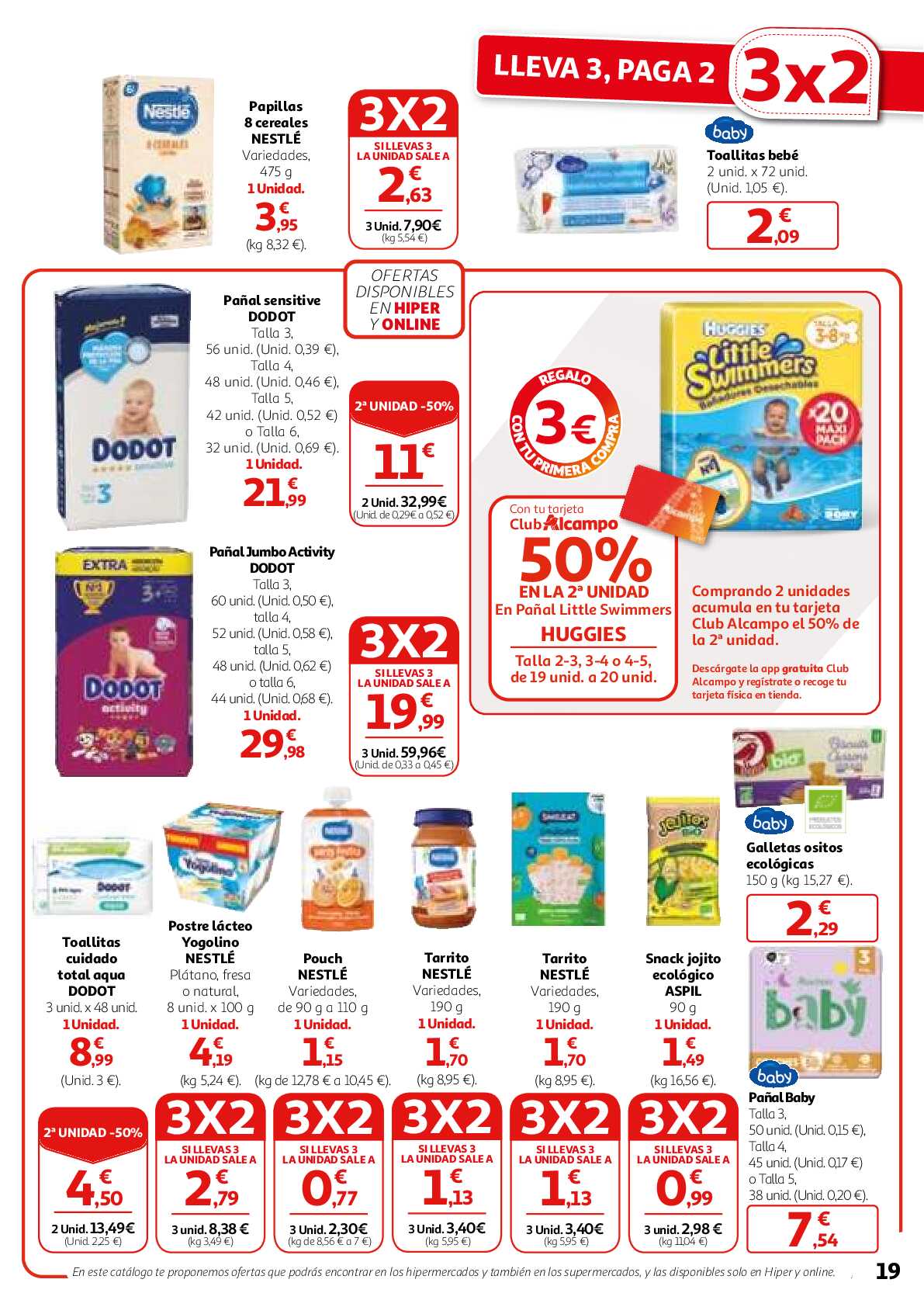 3x2 en una gran selección de productos Alcampo. Página 19