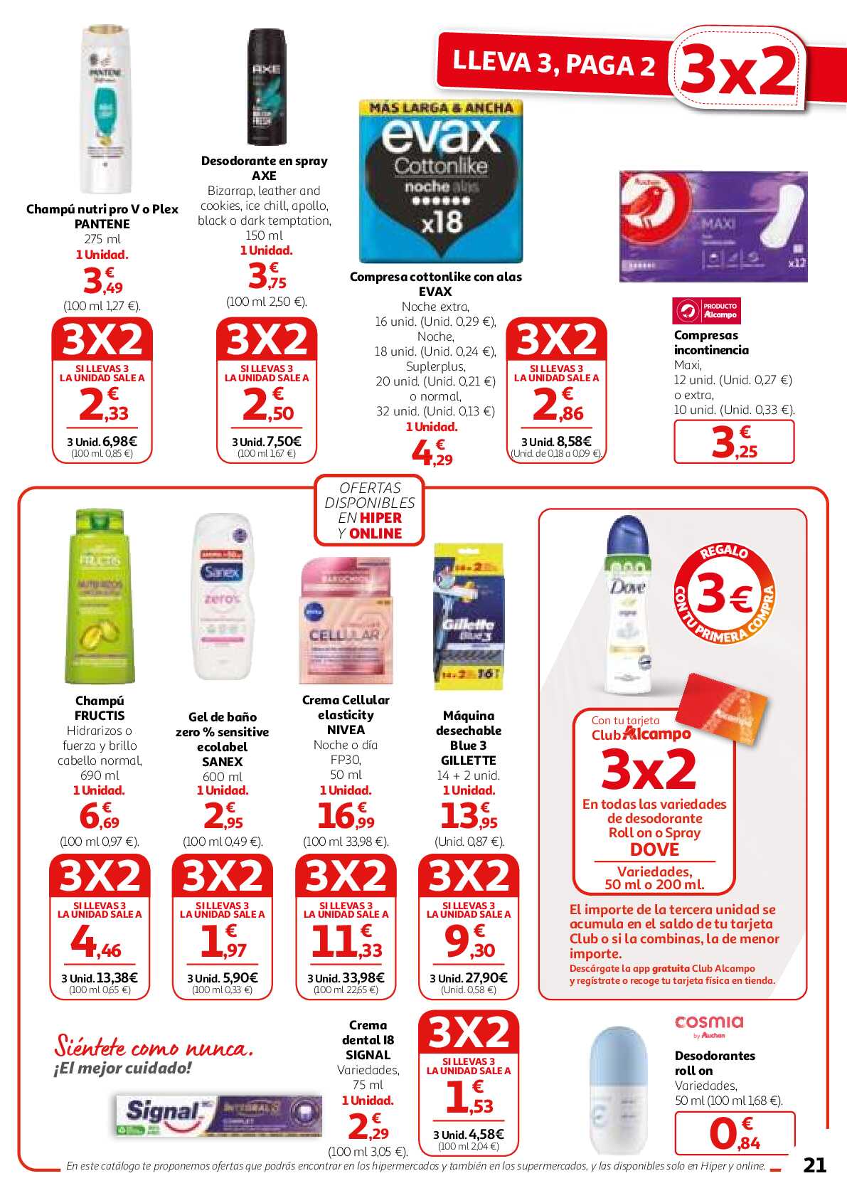 3x2 en una gran selección de productos Alcampo. Página 21