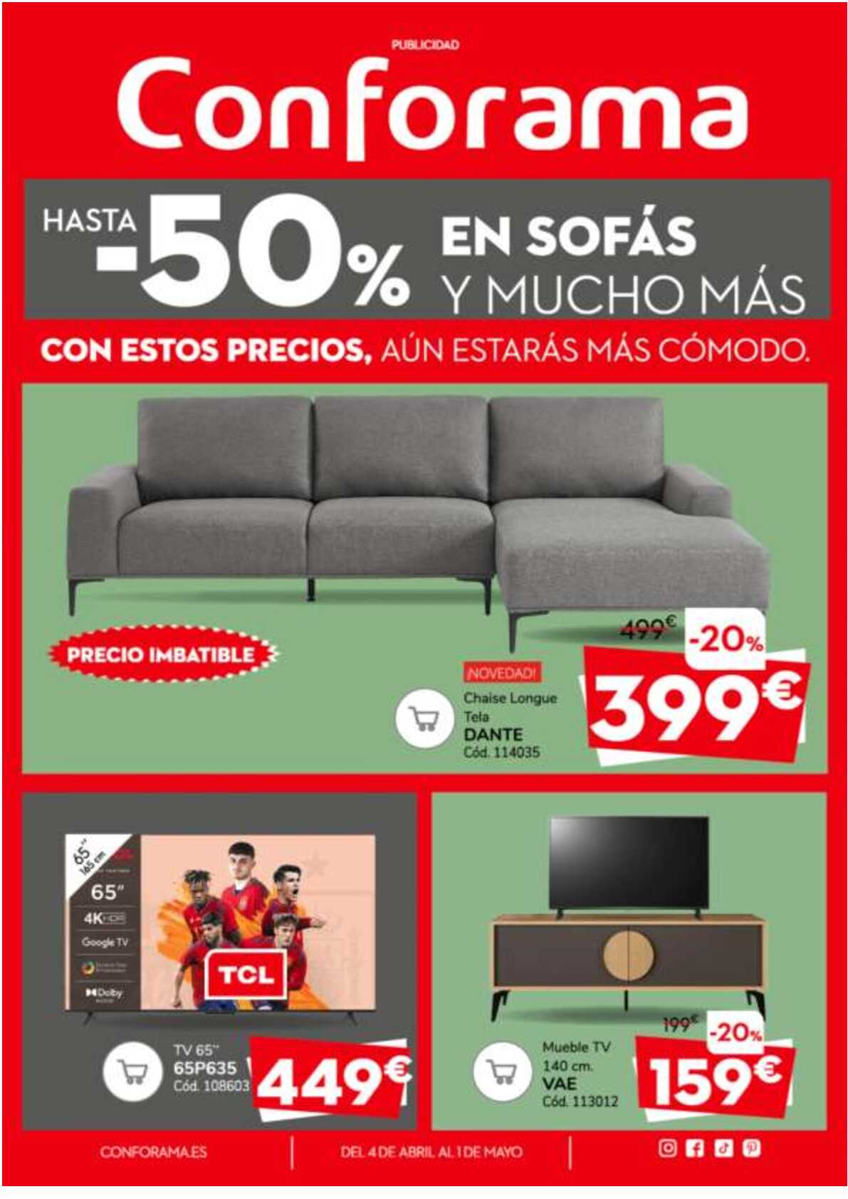 -50% en sofás y mucho más Conforama. Página 01