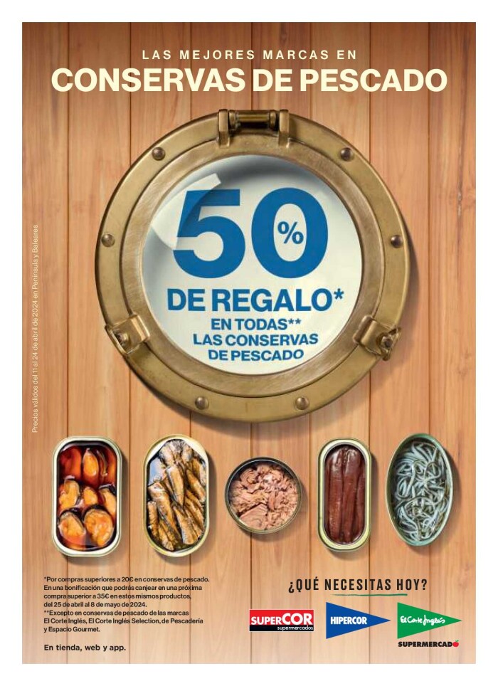 Conservas de pescado Hipercor. Página de portada