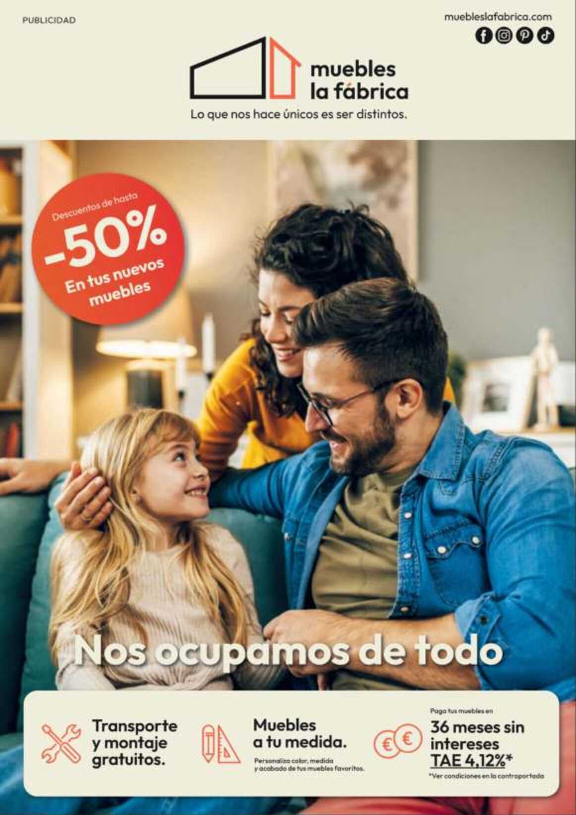 -50% en tus muebles nuevos Muebles La Fábrica. Página 01