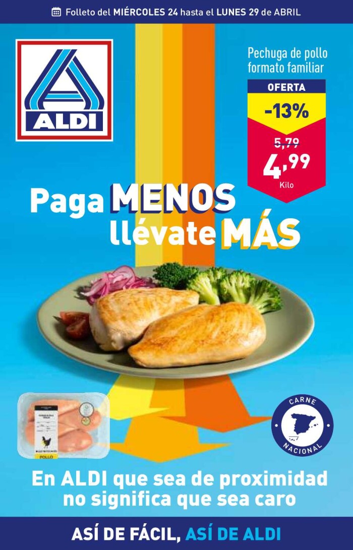 Folleto semanal Aldi. Página de portada