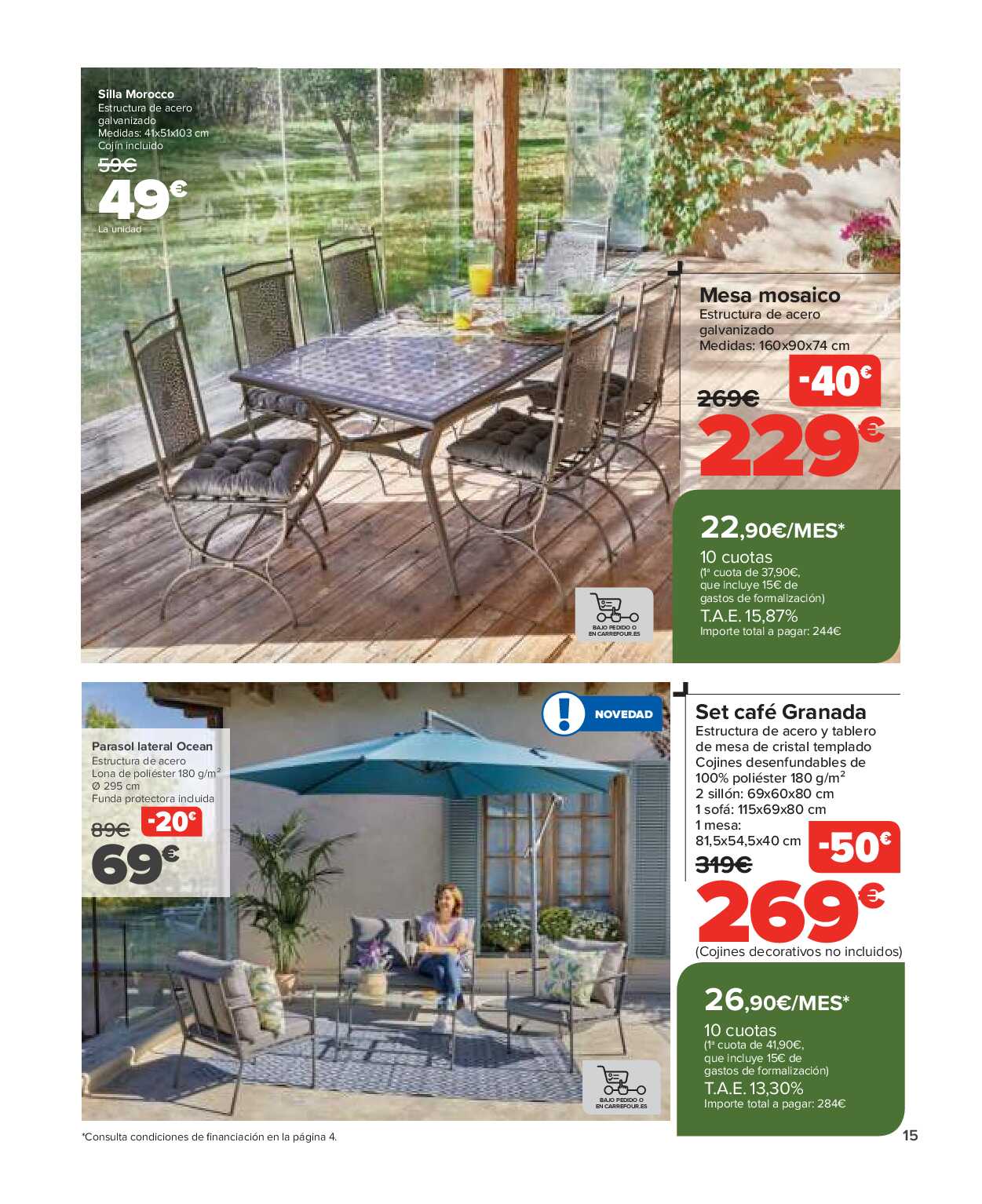 Conjuntos jardín, sillas playa, piscinas, plantas Carrefour. Página 15