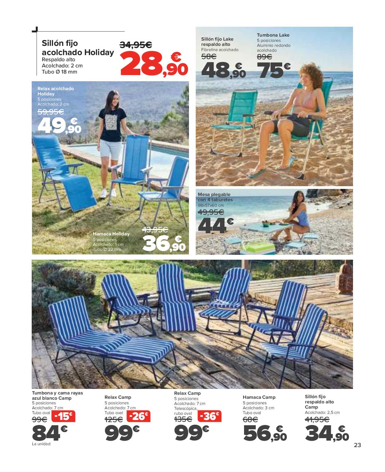 Conjuntos jardín, sillas playa, piscinas, plantas Carrefour. Página 23