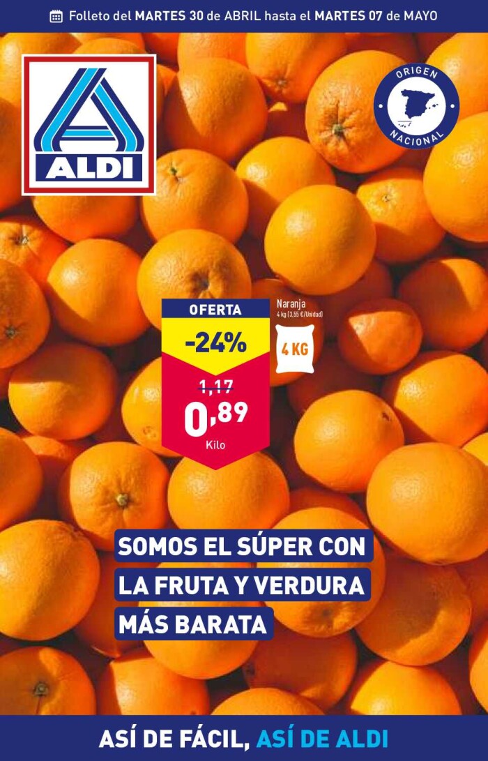 Folleto semanal Aldi. Página de portada