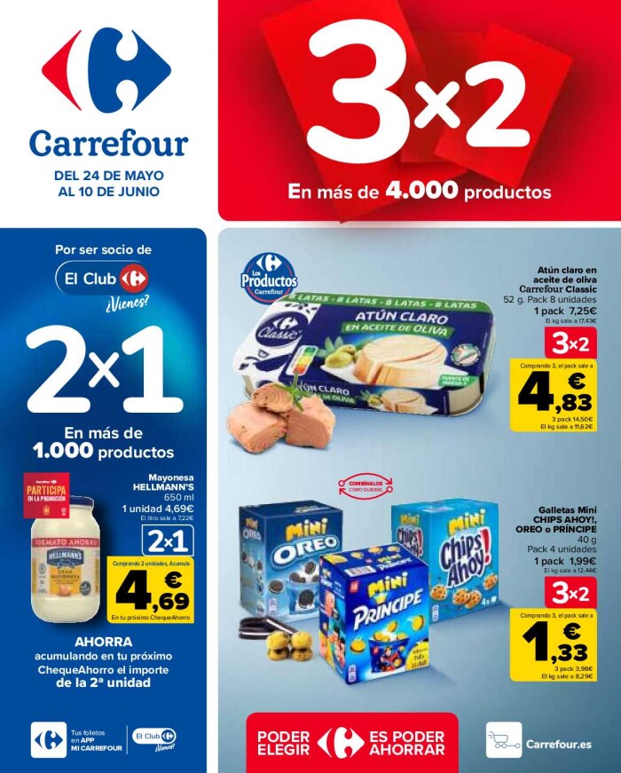 Folleto 3x2 Carrefour. Página de portada
