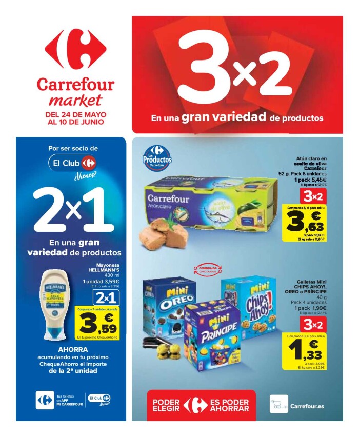 Catálogo de ofertas 3x2 Carrefour Market. Página de portada
