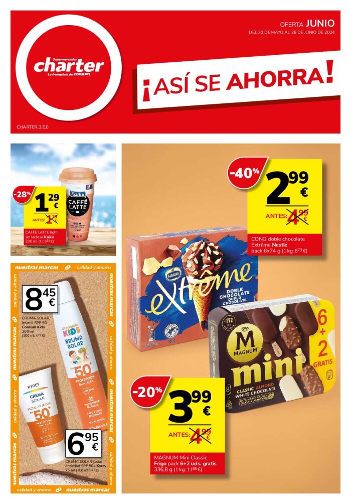 Catálogo de ofertas Charter. Página de portada