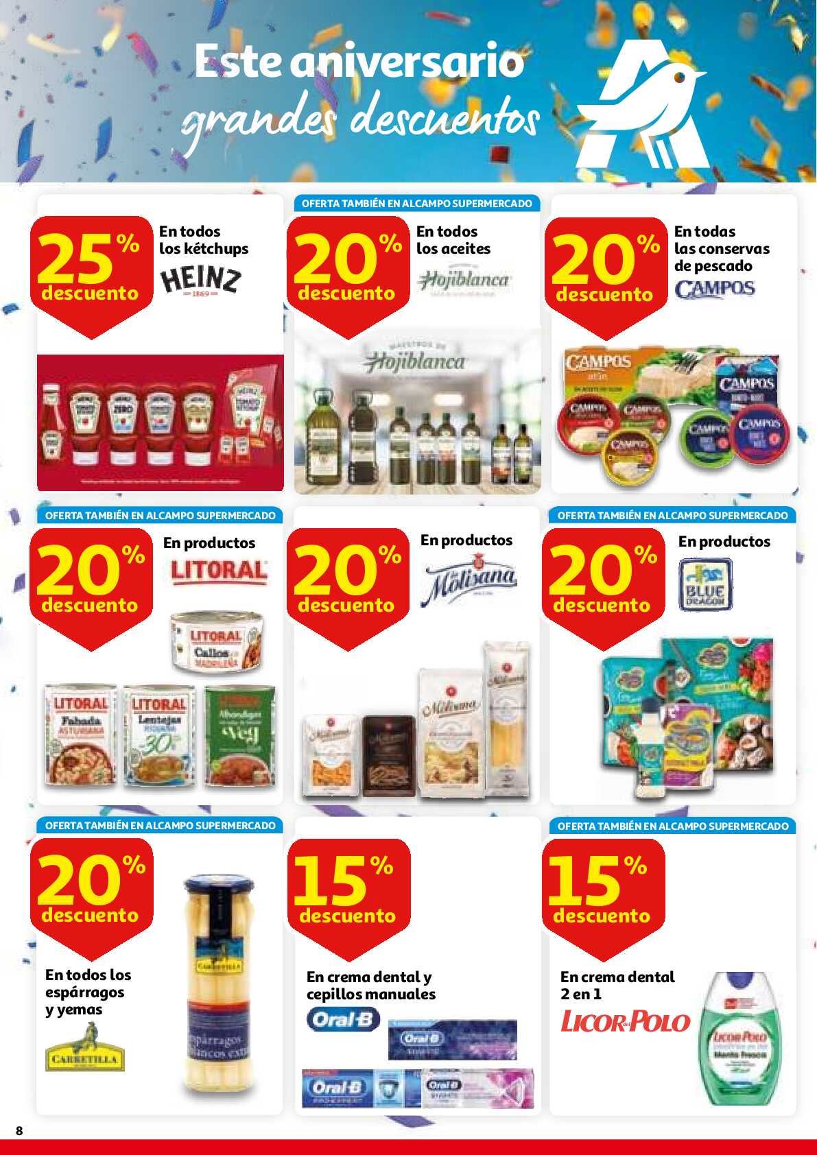 Este aniversario sales ganando Alcampo. Página 08