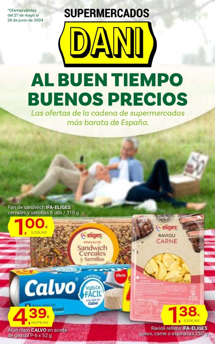 Al buen tiempo buenos precios Supermercado Dani. Página de portada