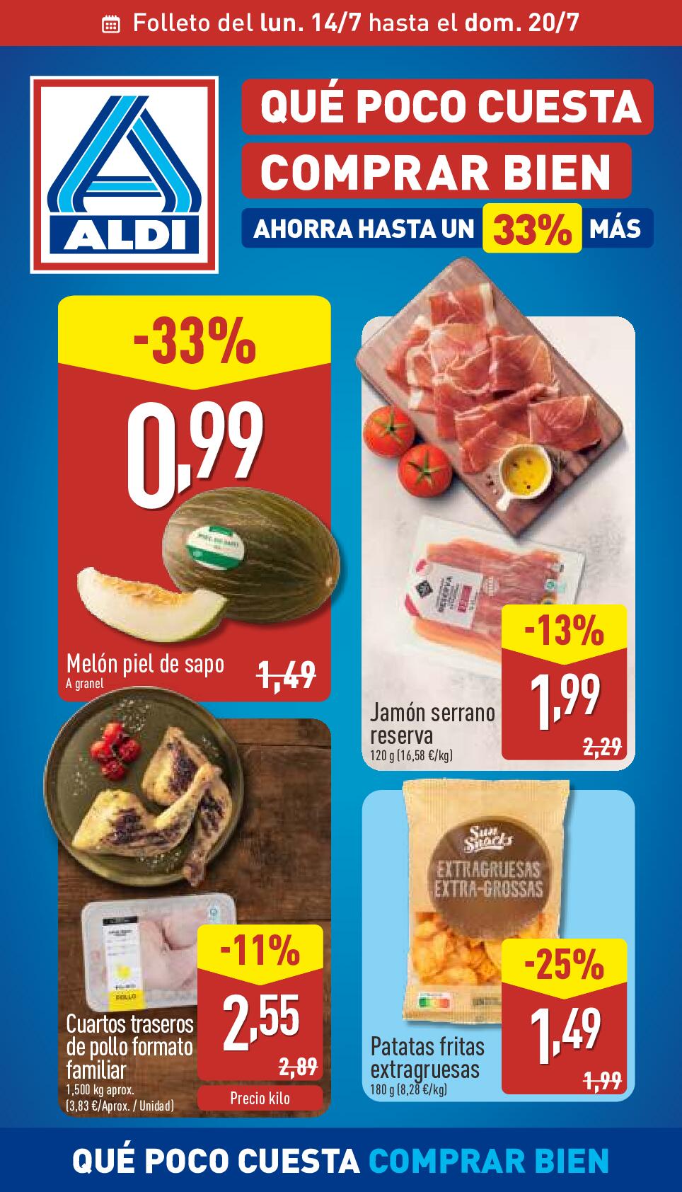 Folleto semanal: qué poco cuesta comprar bien Aldi. Página 01
