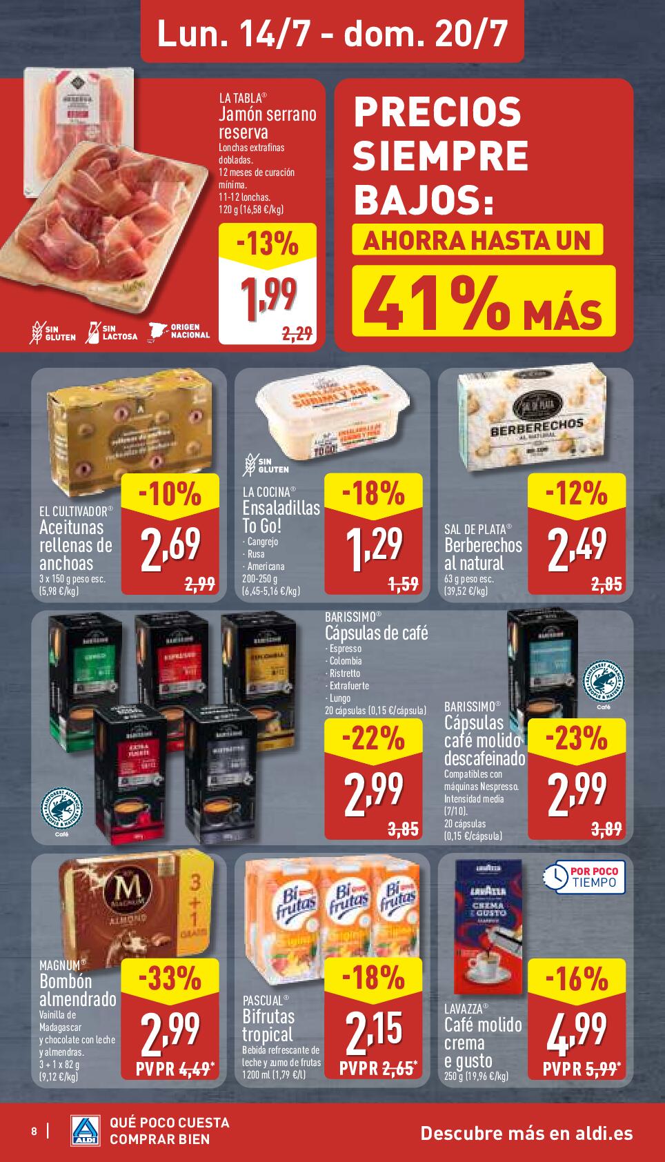 Folleto semanal: qué poco cuesta comprar bien Aldi. Página 08