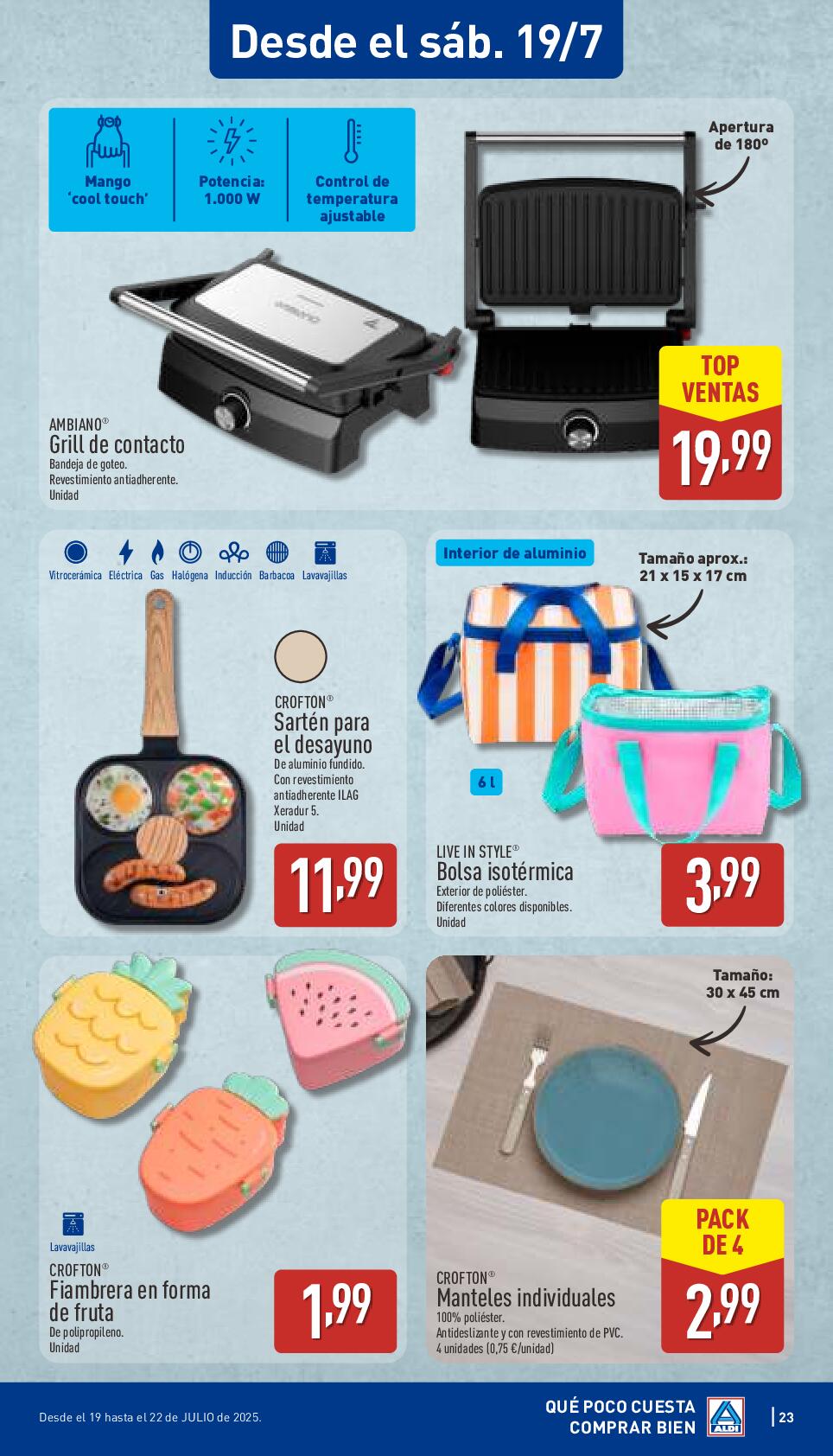 Folleto semanal: qué poco cuesta comprar bien Aldi. Página 23