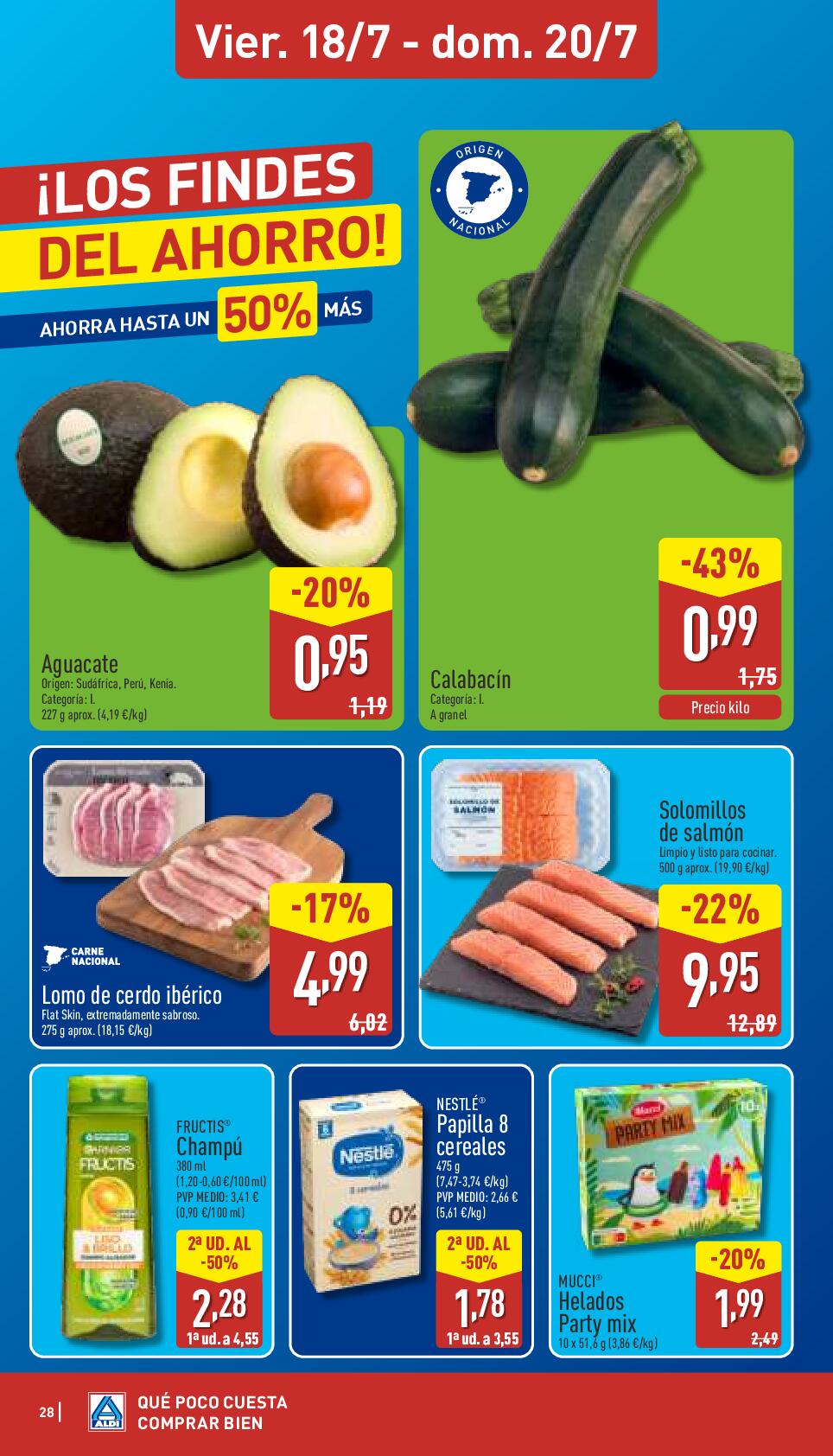 Folleto semanal: qué poco cuesta comprar bien Aldi. Página 28