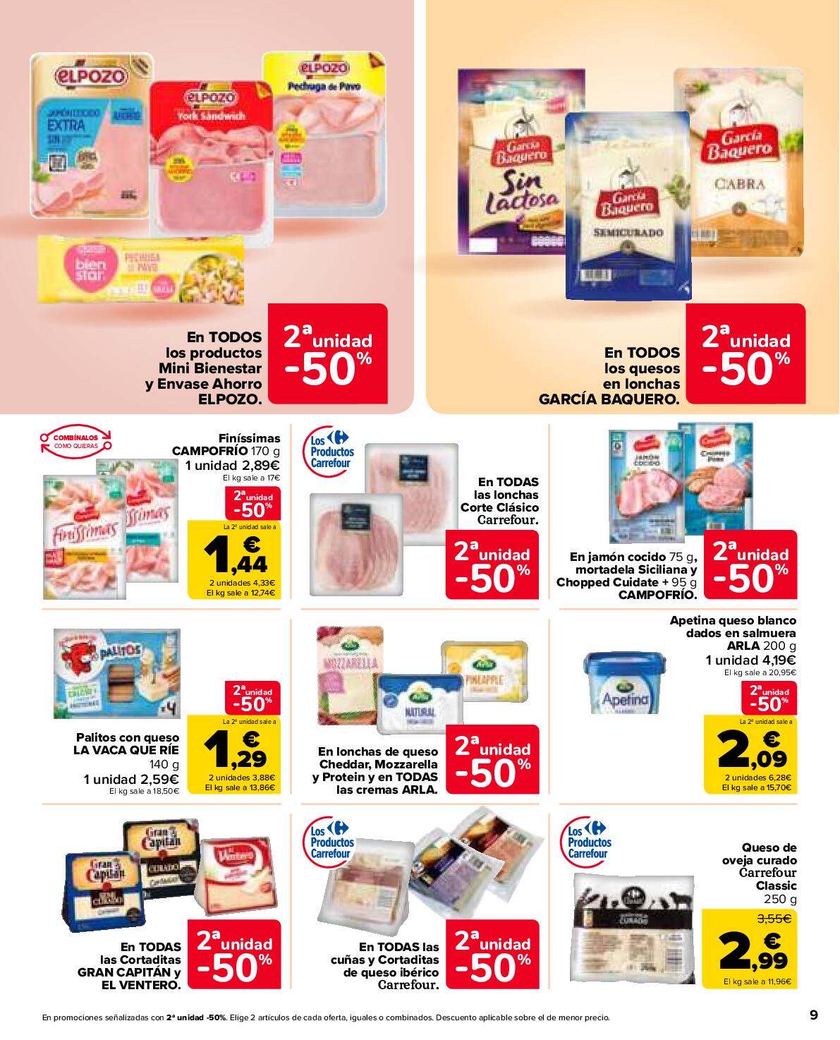 50% de descuento en la segunda unidad Carrefour Market. Página 09