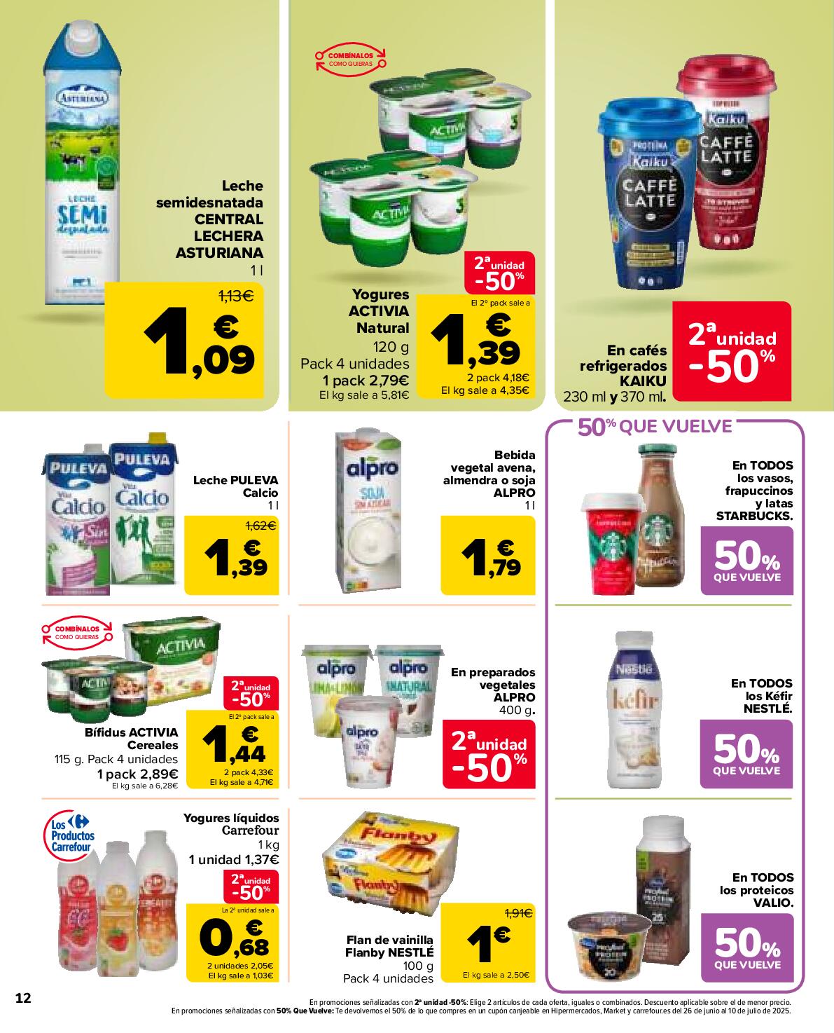 50% de descuento en la segunda unidad Carrefour Market. Página 12