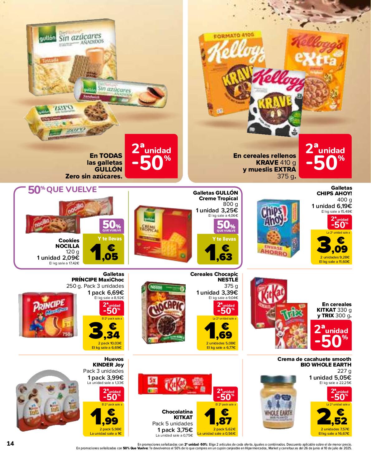 50% de descuento en la segunda unidad Carrefour Market. Página 14