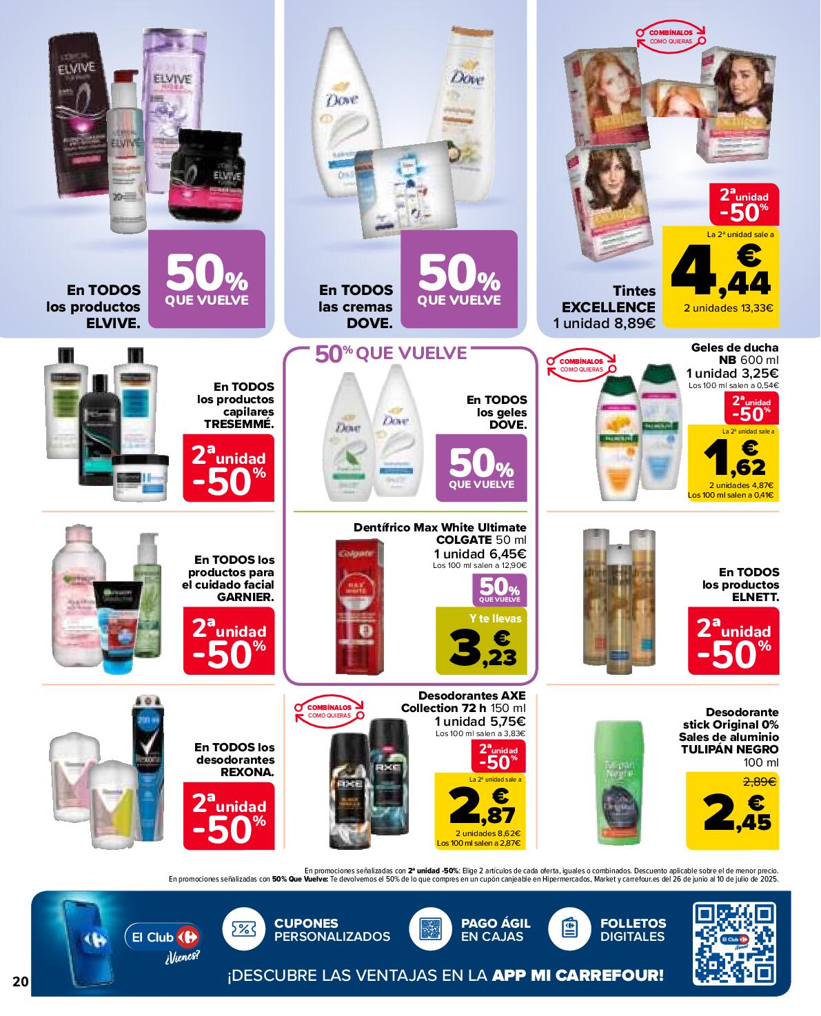 50% de descuento en la segunda unidad Carrefour Market. Página 20