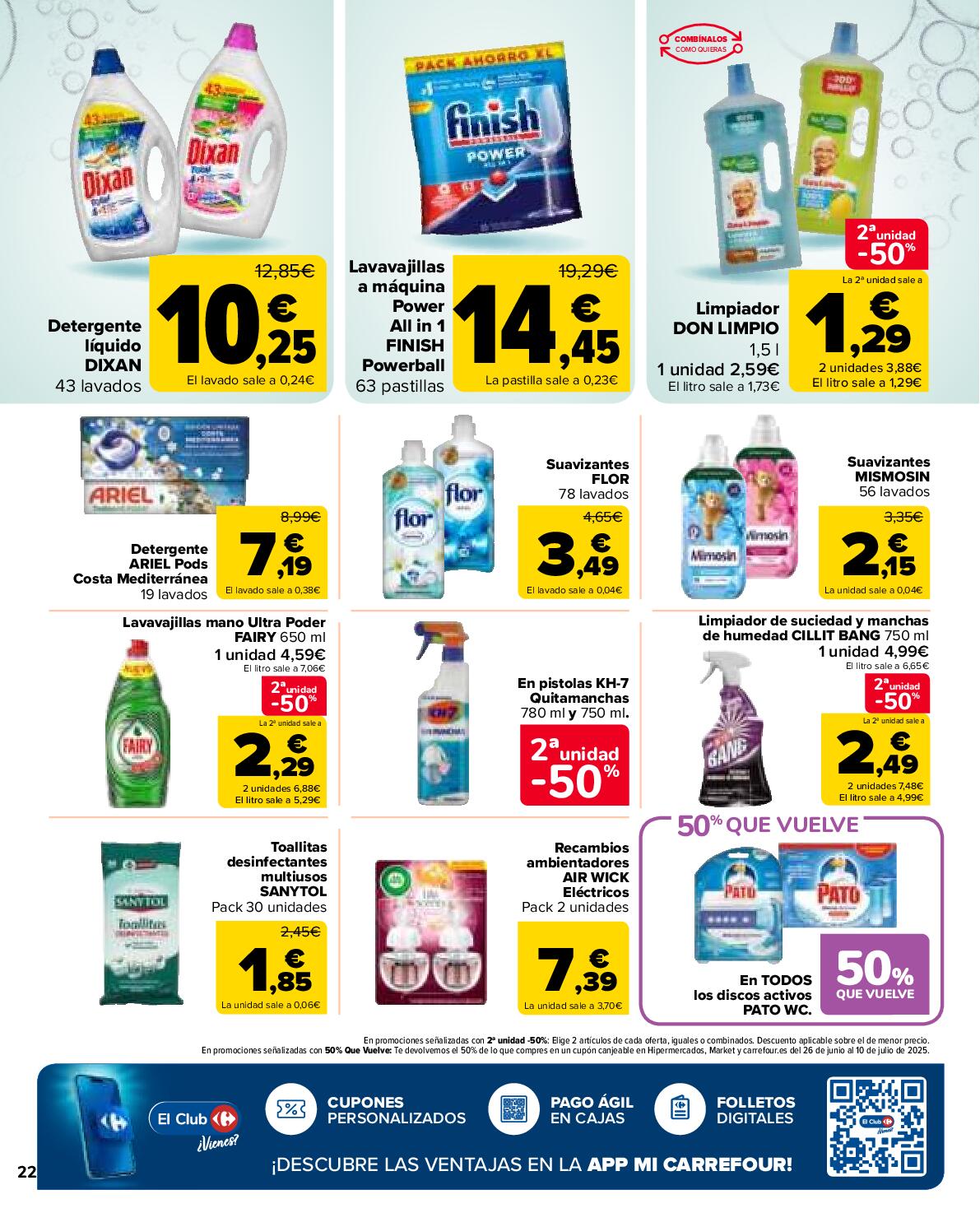 50% de descuento en la segunda unidad Carrefour Market. Página 22