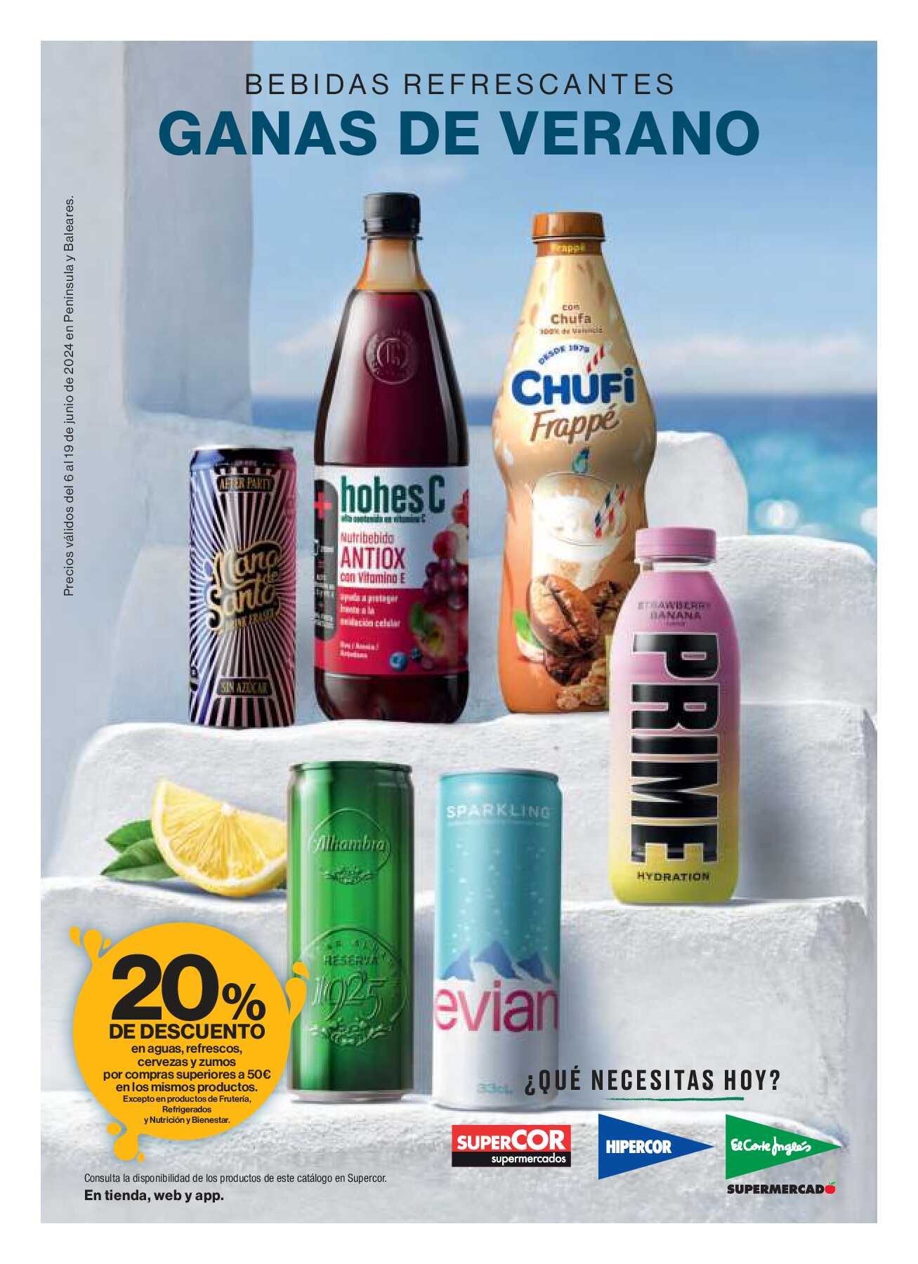 Folleto bebidas refrescantes El Corte Inglés. Página 01