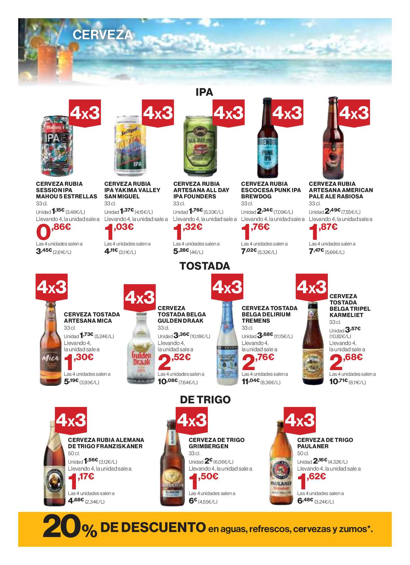 Folleto bebidas refrescantes El Corte Inglés. Página 04