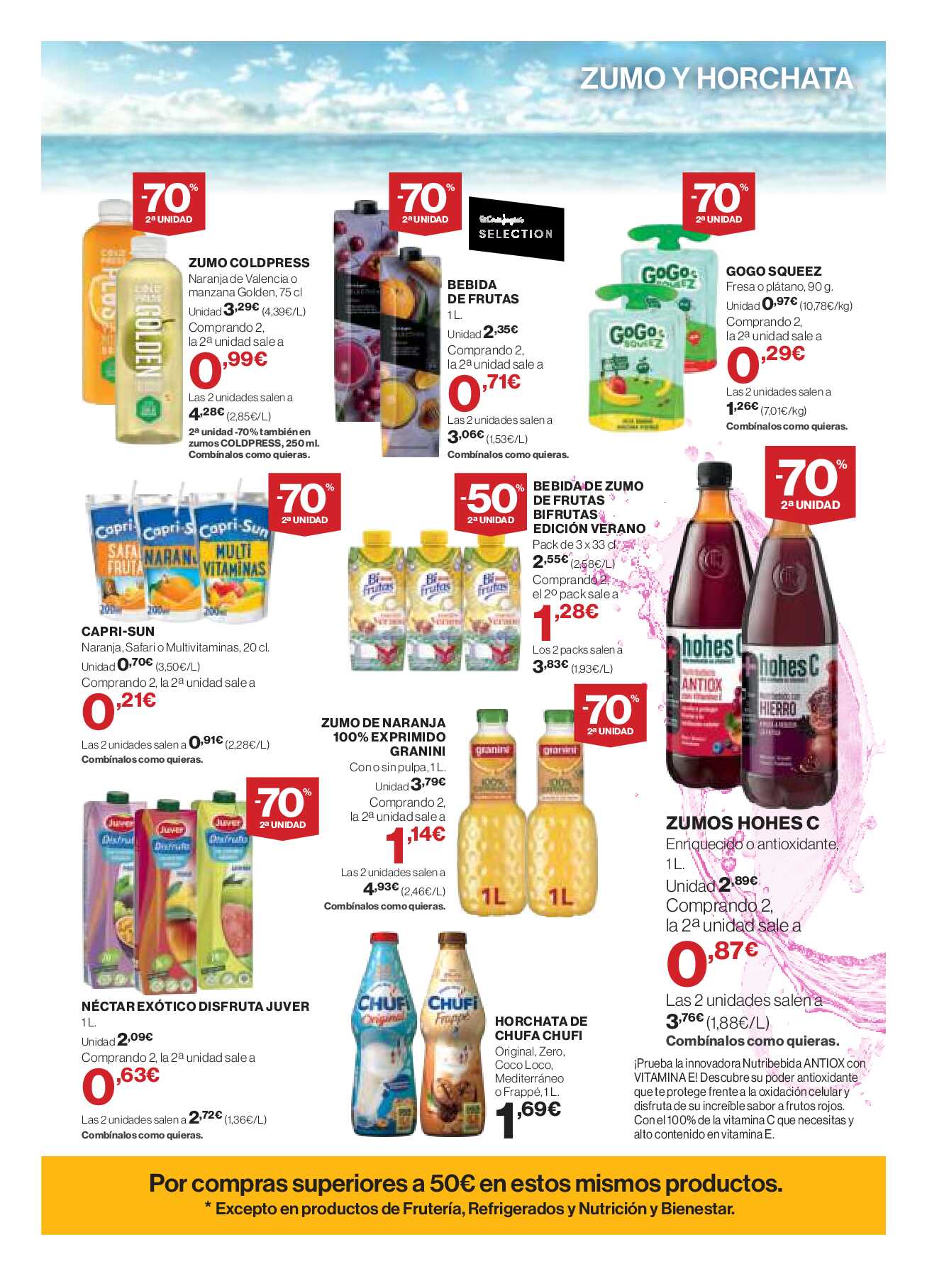 Folleto bebidas refrescantes El Corte Inglés. Página 09