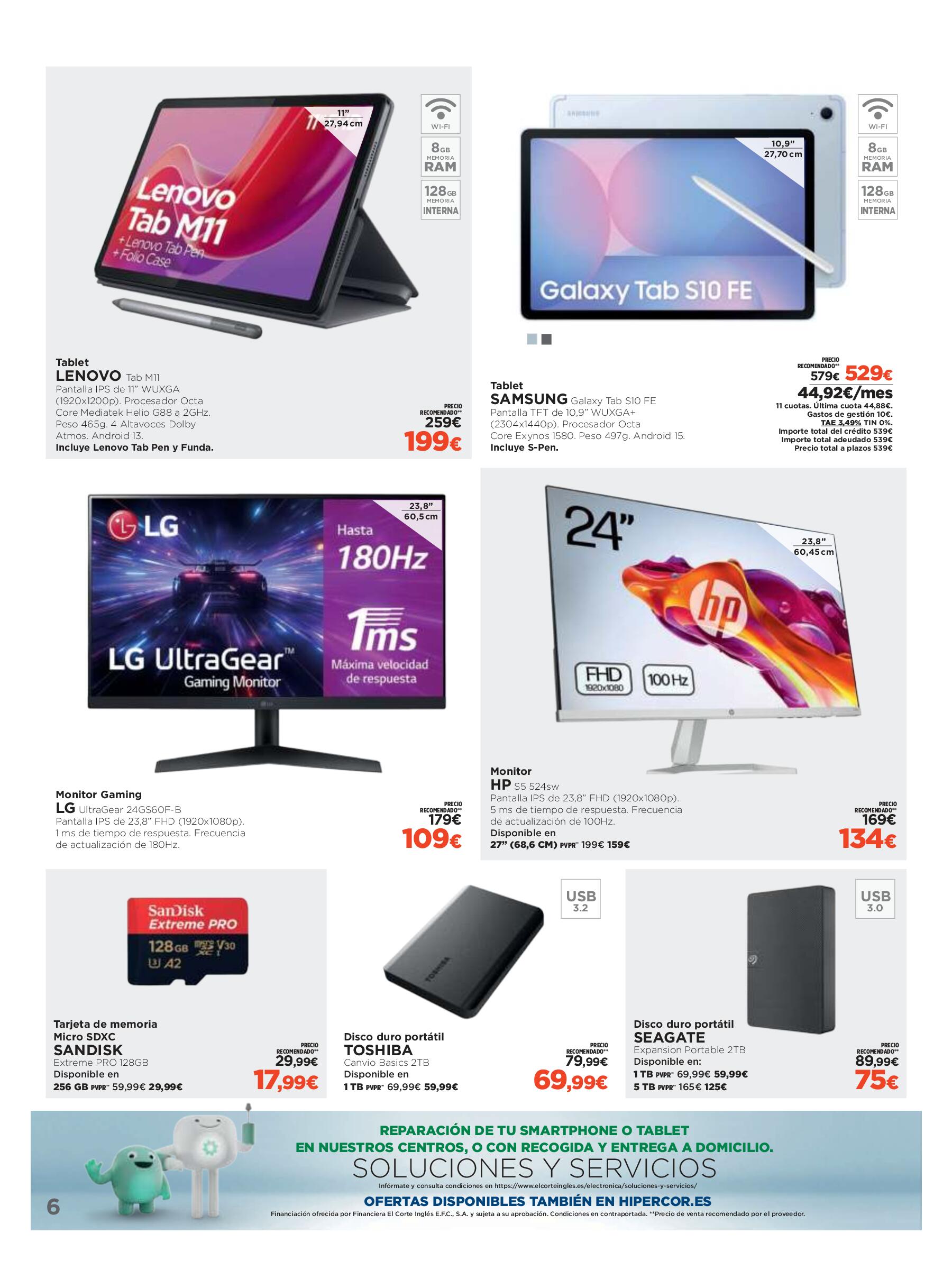 Los tecnoprecios: ofertas con financiación fácil El Corte Inglés. Página 06