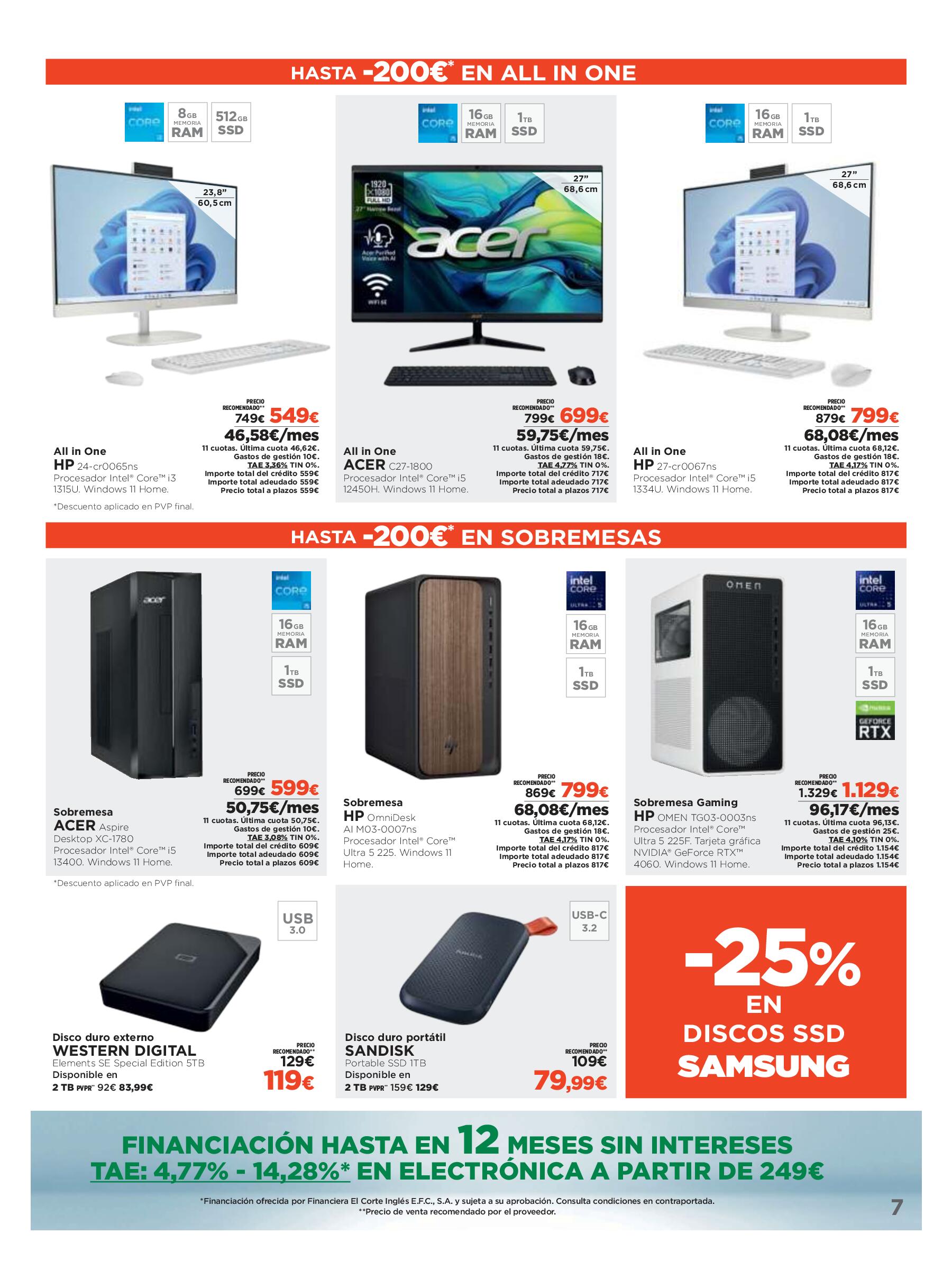 Los tecnoprecios: ofertas con financiación fácil El Corte Inglés. Página 07